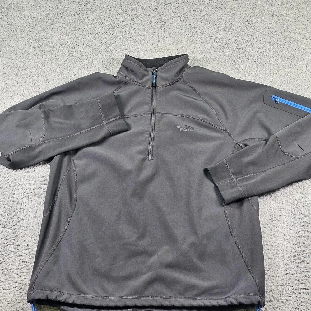 The North Face Pullover Mens Large Gray Quarter Zip Stretch Fleece Lined Outdoor